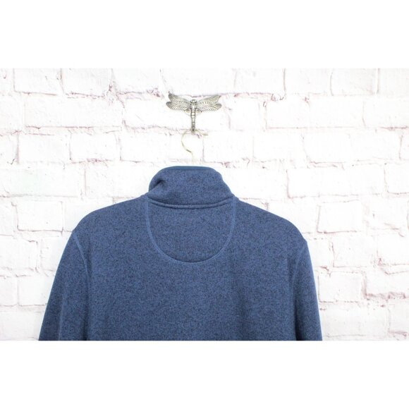 LL Bean Sweater Fleece Full Zip Jacket Smooth Rugged Bright Navy Size L - Picture 8 of 10
